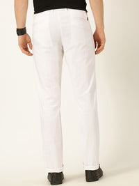 Thomas Scott Men Smart Pleated Linen Cotton Chinos Trousers