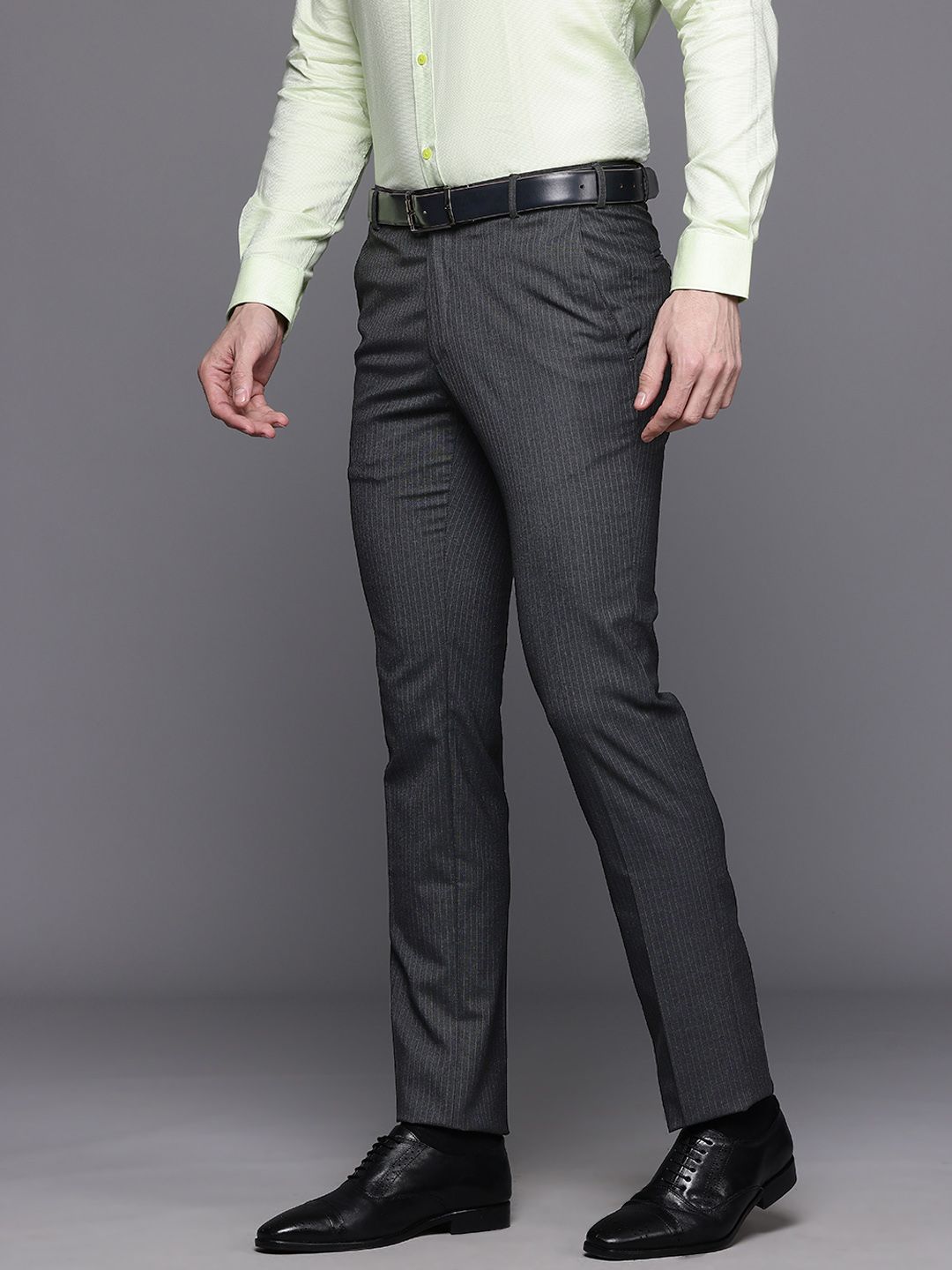 Raymond Men Flat-Front Slim Fit Trousers
