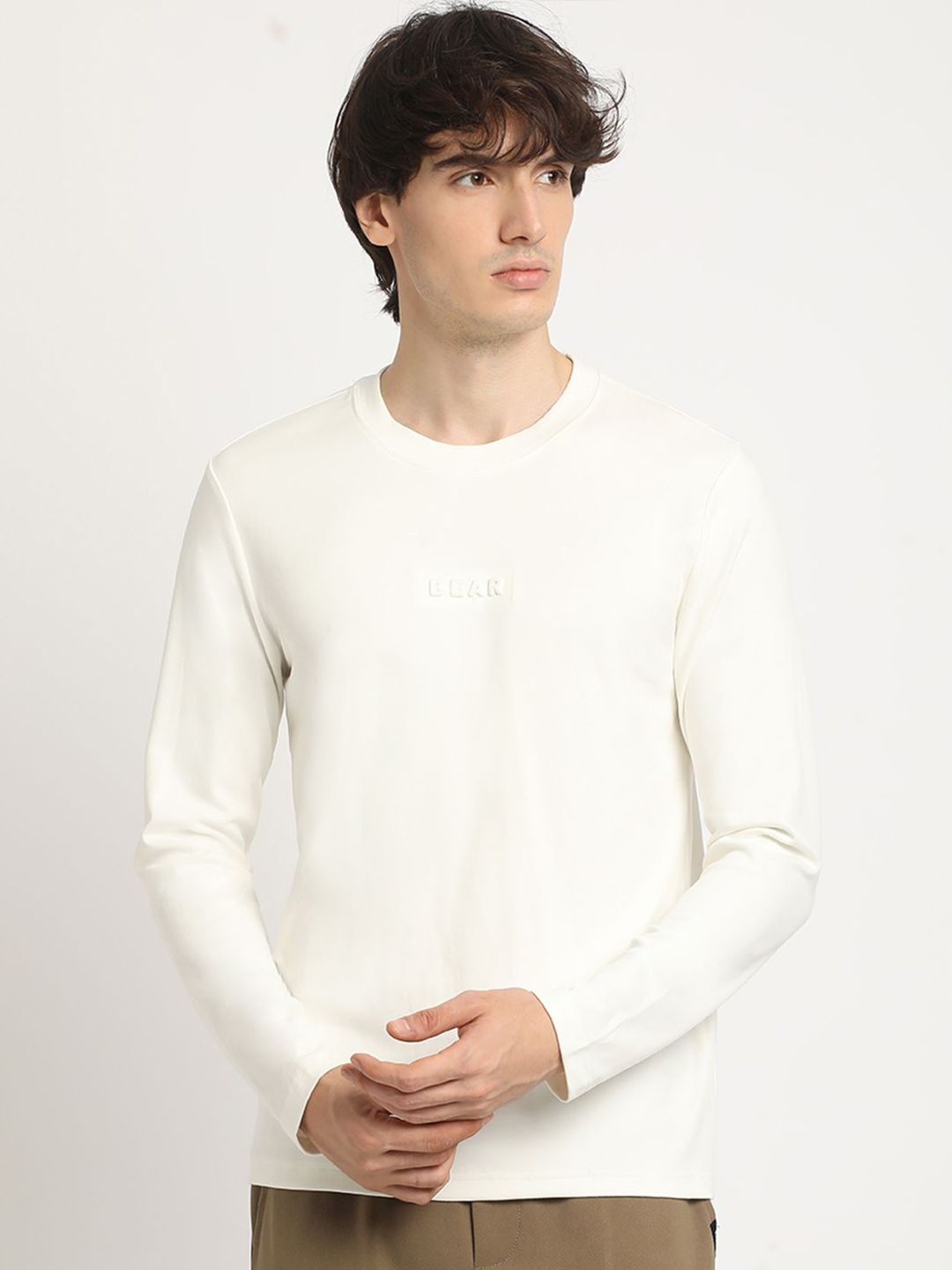 THE BEAR HOUSE Men Crew Neck Full sleeve Solid T-shirt