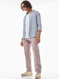 Bewakoof Men's Mauve Cargo Linen Pants