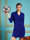 SASSAFRAS Blue Self Design Lapel Collar Sheath Dress