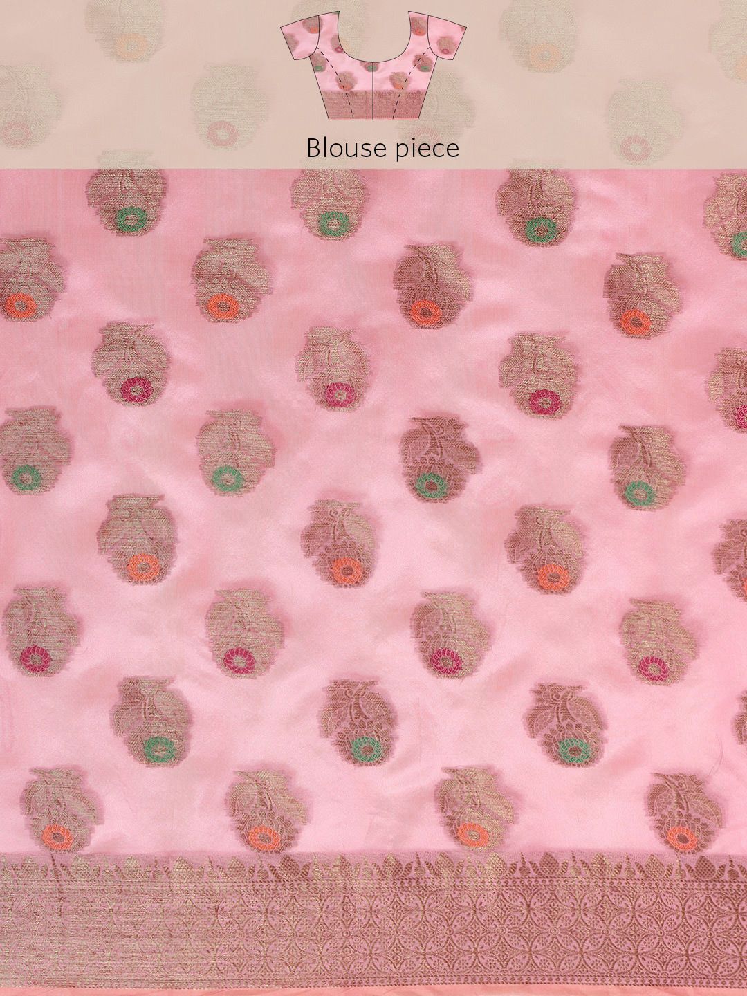 Saree mall Pink Ethnic Motifs Banarasi Saree