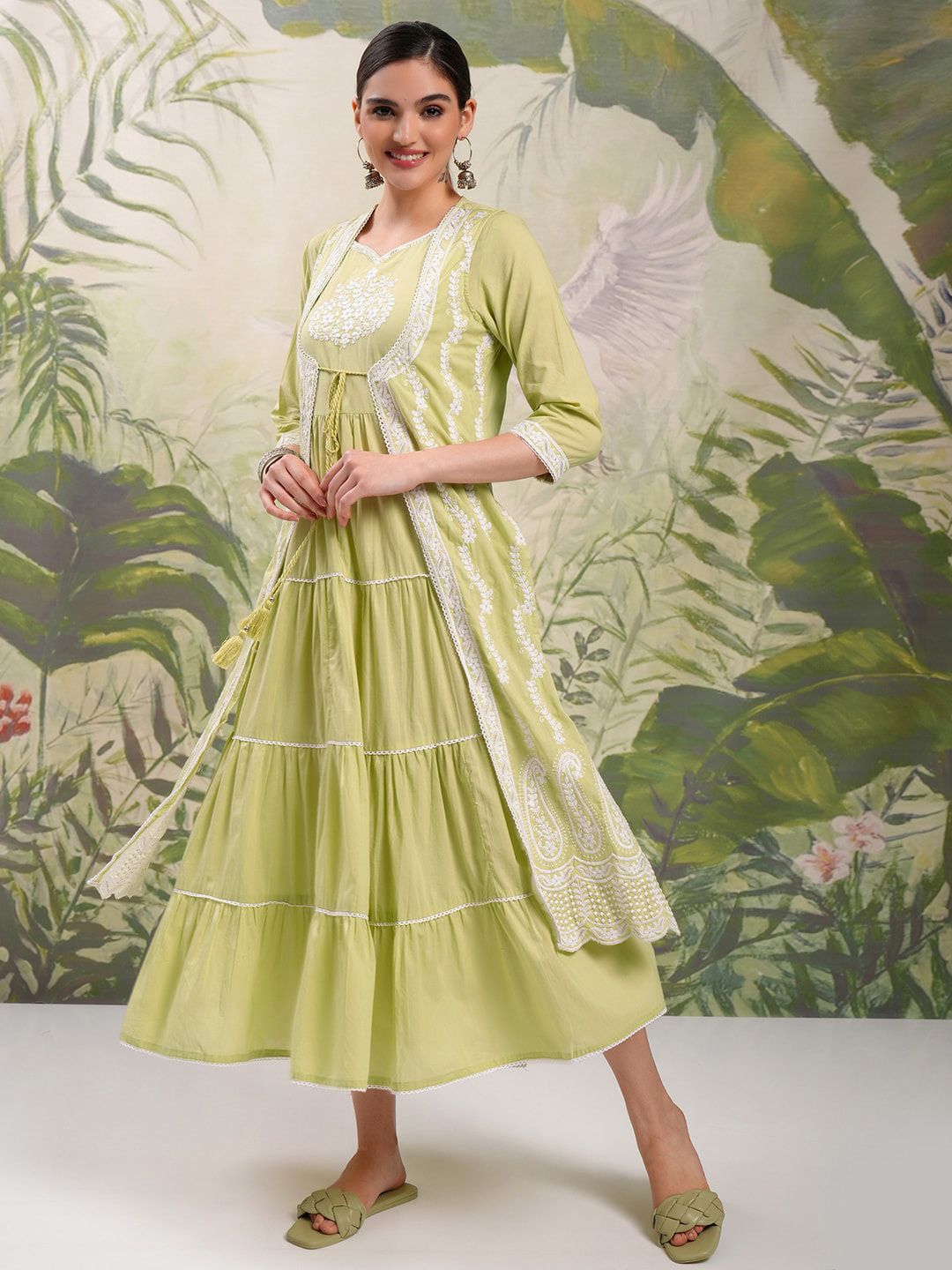 Vishudh Floral Embroidered Fit & Flare Maxi Dress