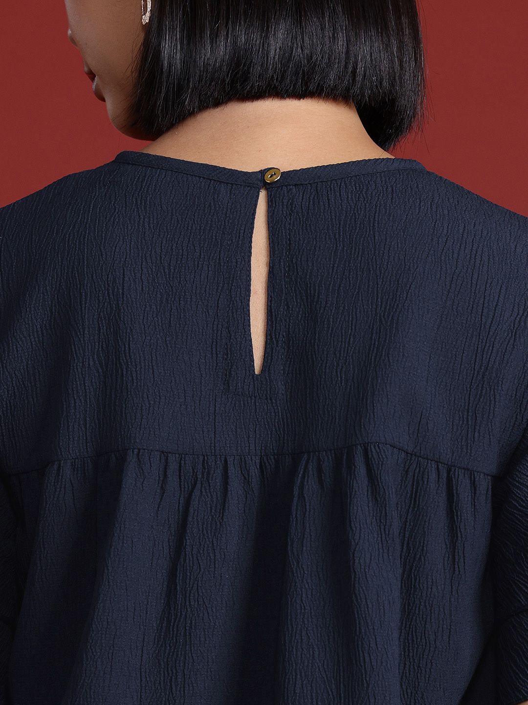 all about you Flutter Sleeve Ruffles Indigo Top