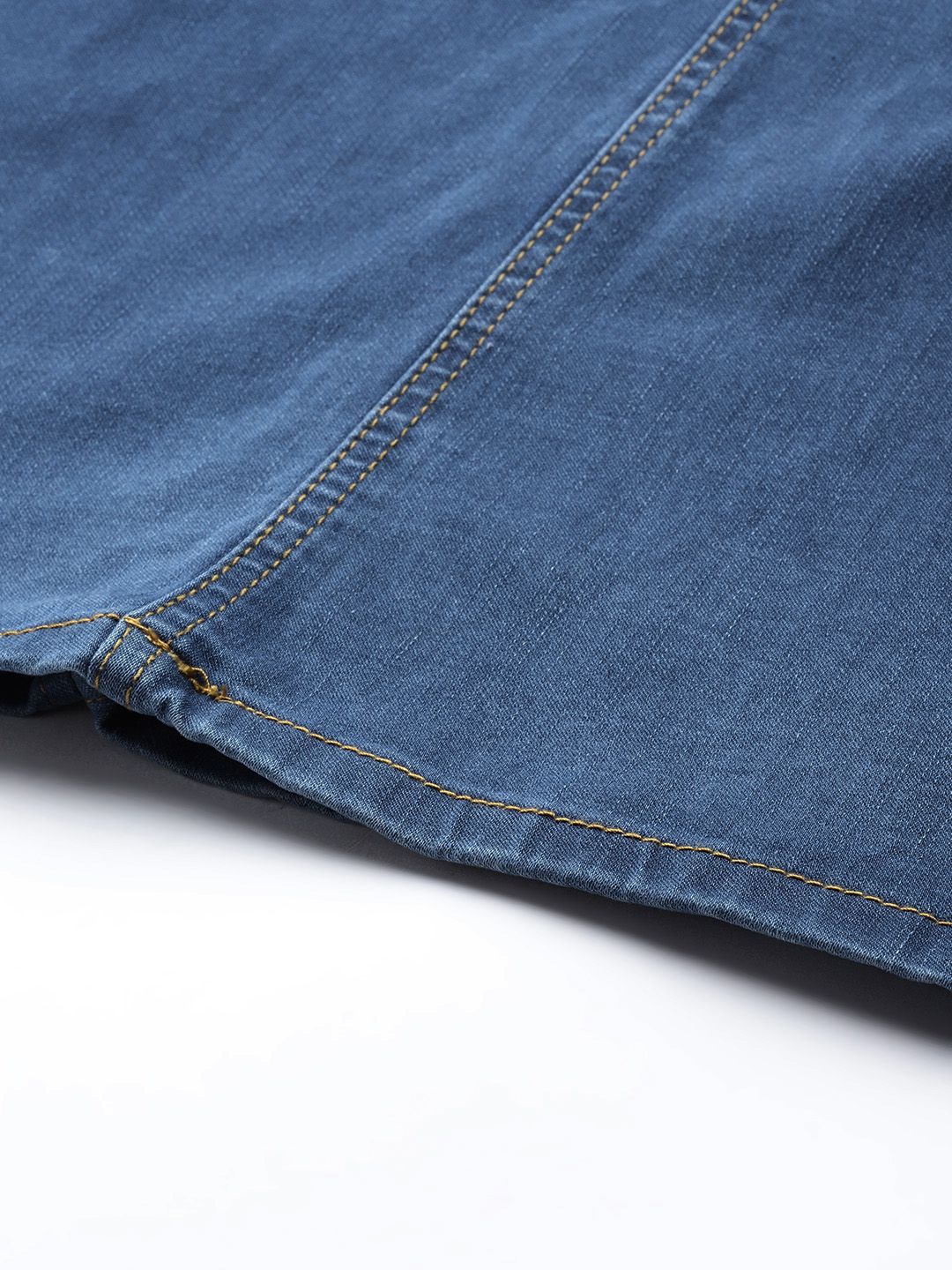 DressBerry Blue Solid Casual Denim Straight Skirt