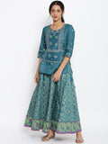 W Floral Embroidered Dress With Attached Skirt