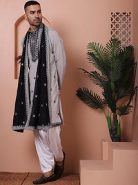 Jompers Embroidered Mandarin Collar Long Sleeves Kurta with Salwar & Dupatta