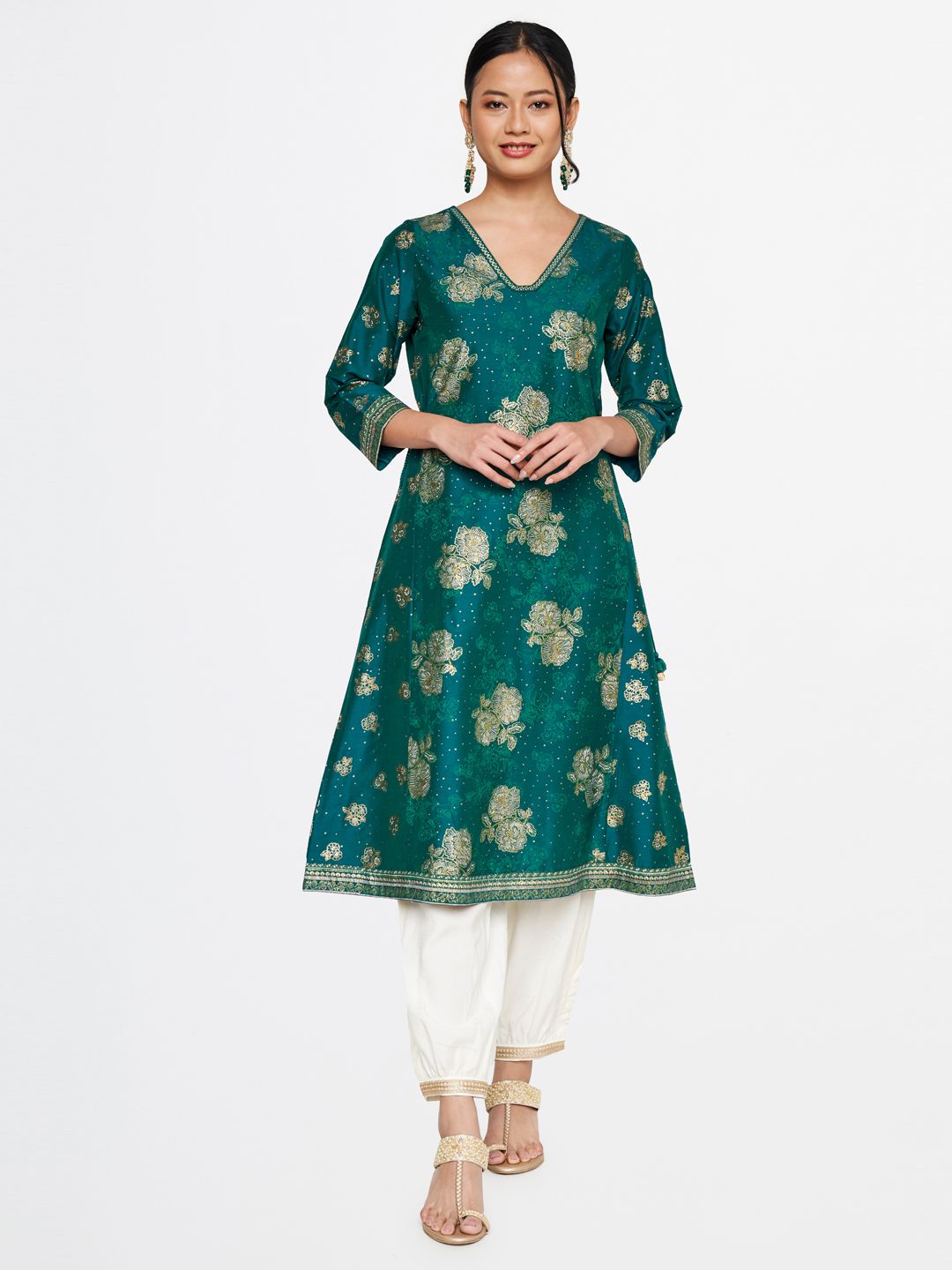 Global Desi Women Mid-Rise Loose Fit Trousers