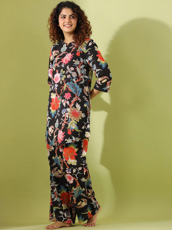 SANSKRUTIHOMES Floral Printed Pure Cotton Night suit