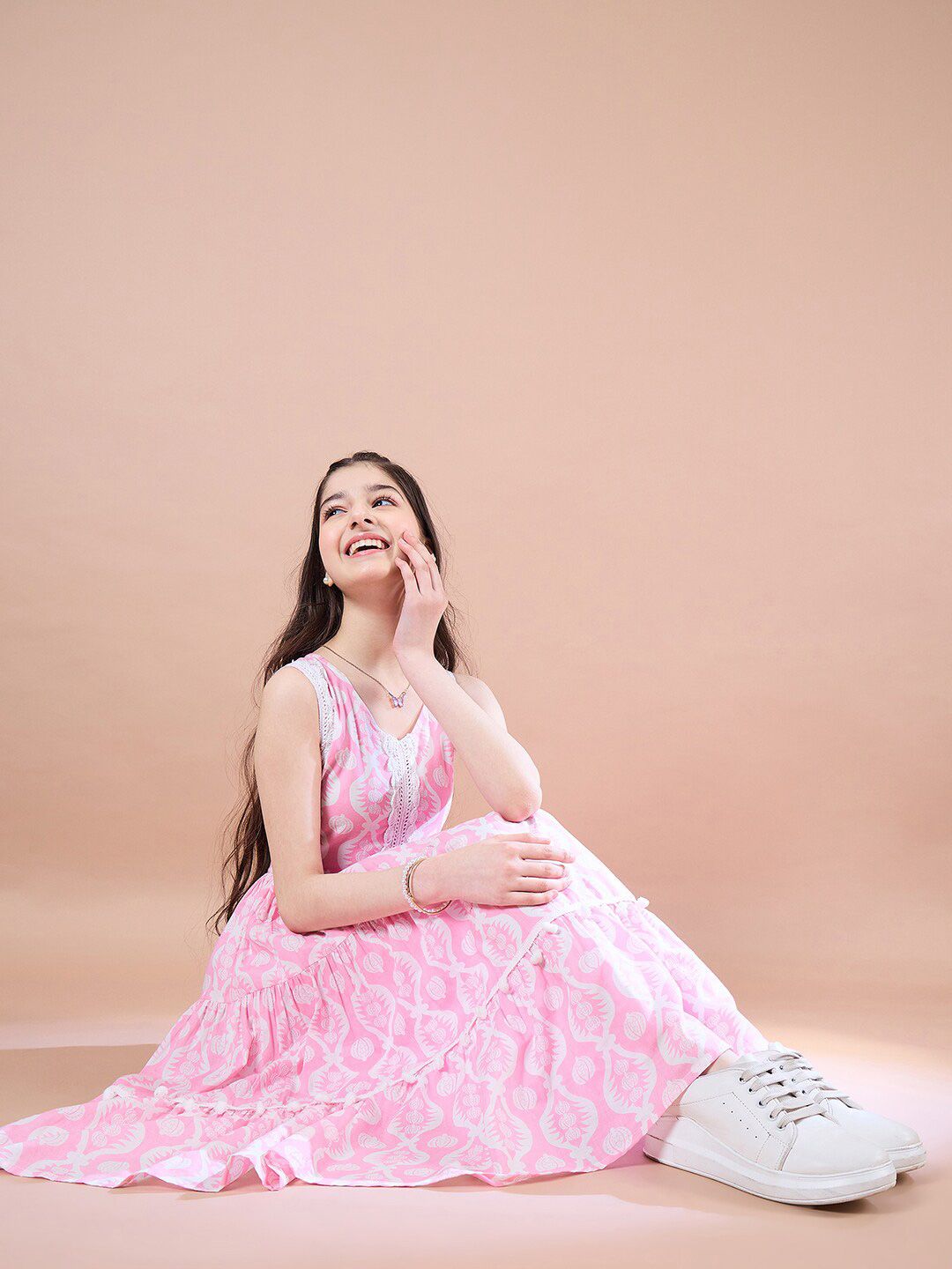 pspeaches Floral Print Fit & Flare Cotton Midi Dress