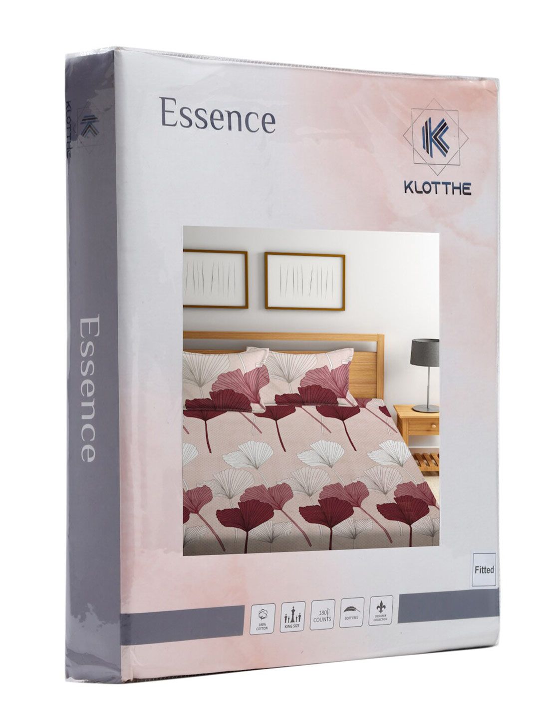 KLOTTHE Beige Floral 300 TC Pure Cotton Blend Double King Bedsheet Set