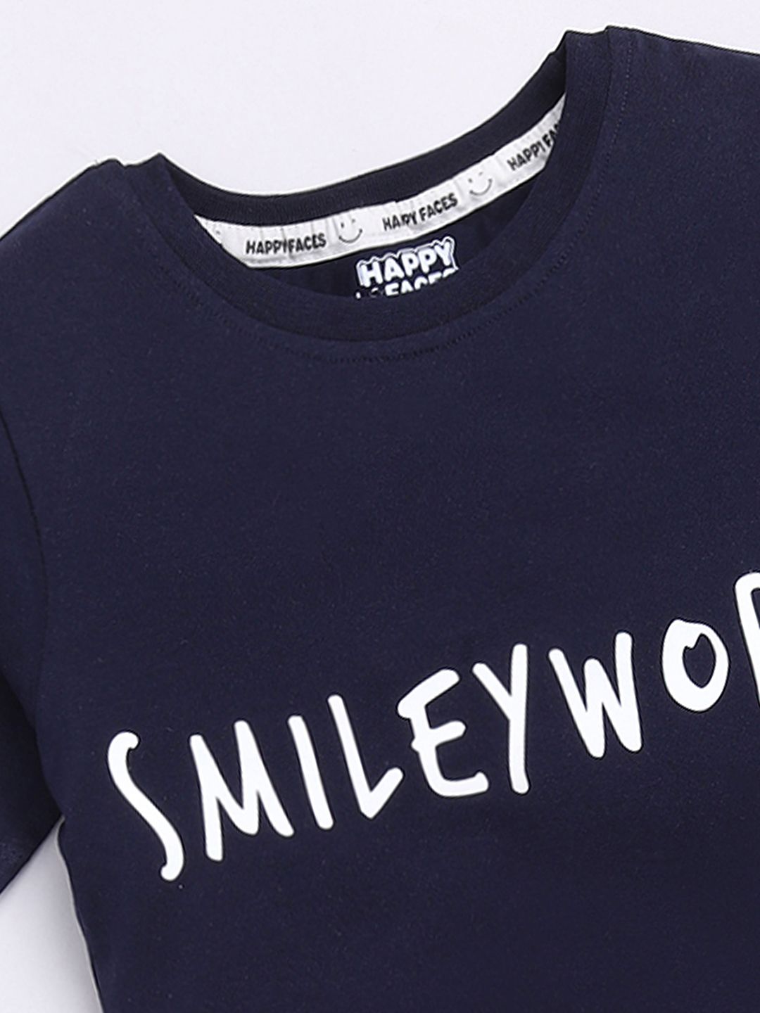 Happy Faces Kids Girls Typography Printed Pure Cotton Longline T-Shirt