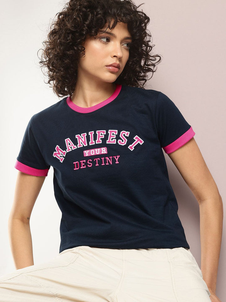 DILLINGER Typography Embroidered Pure Cotton T-shirt With Embroidered Detail