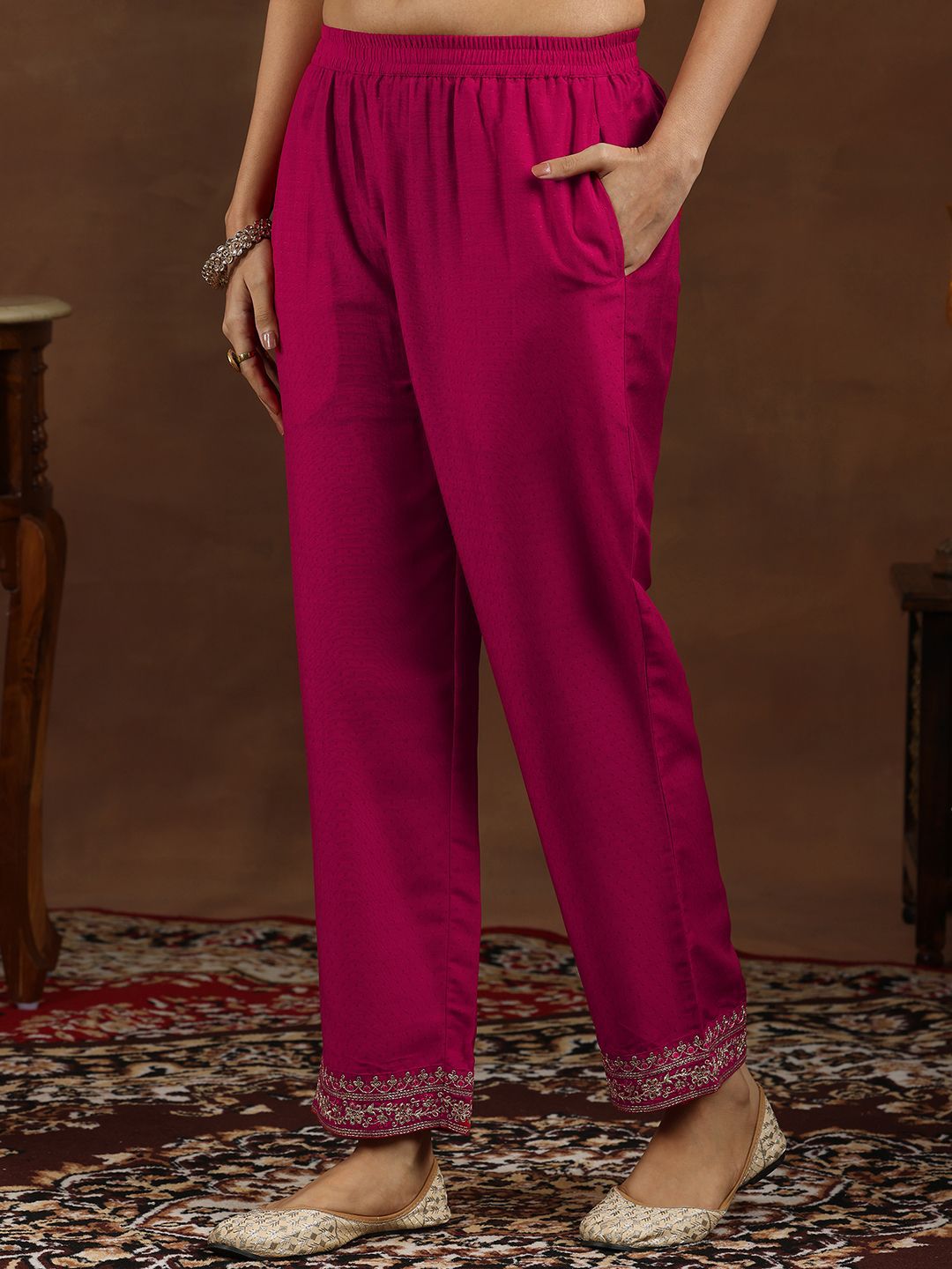 Libas Floral Embroidered Kurta With Trousers & Dupatta