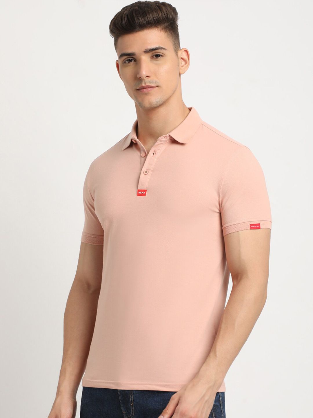 THE BEAR HOUSE Polo Collar Short Sleeves Slim Fit T-shirt