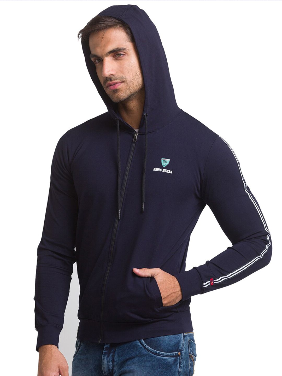 Being Human Men Navy Blue Printed Sweatshirt