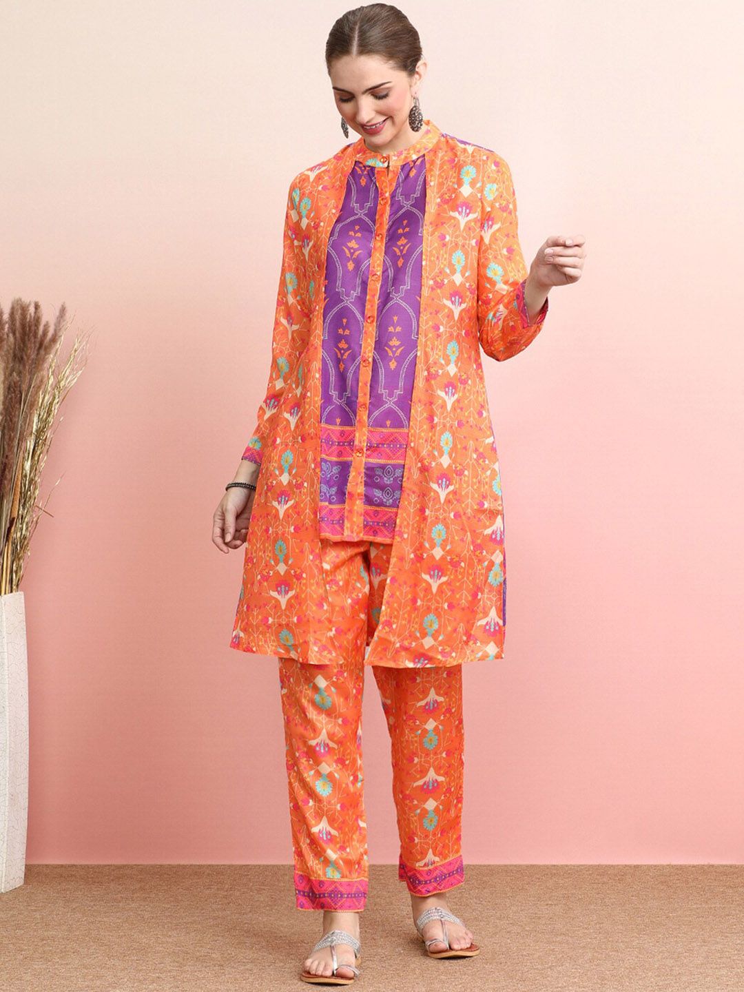 Indo Era Printed Top With Trousers Co-Ords