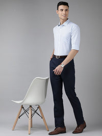 Park Avenue Men Blue Slim Fit Striped Formal Shirt