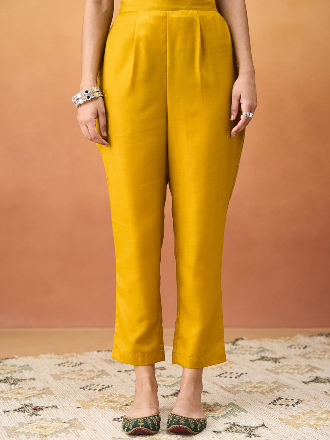 KALINI Ethnic Motifs Patch Work Straight Kurta With Trouser And Dupatta