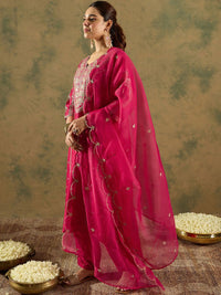 Indo Era Ethnic Motifs Embroidered Panelled A-Line Kurta with Trousers & Dupatta