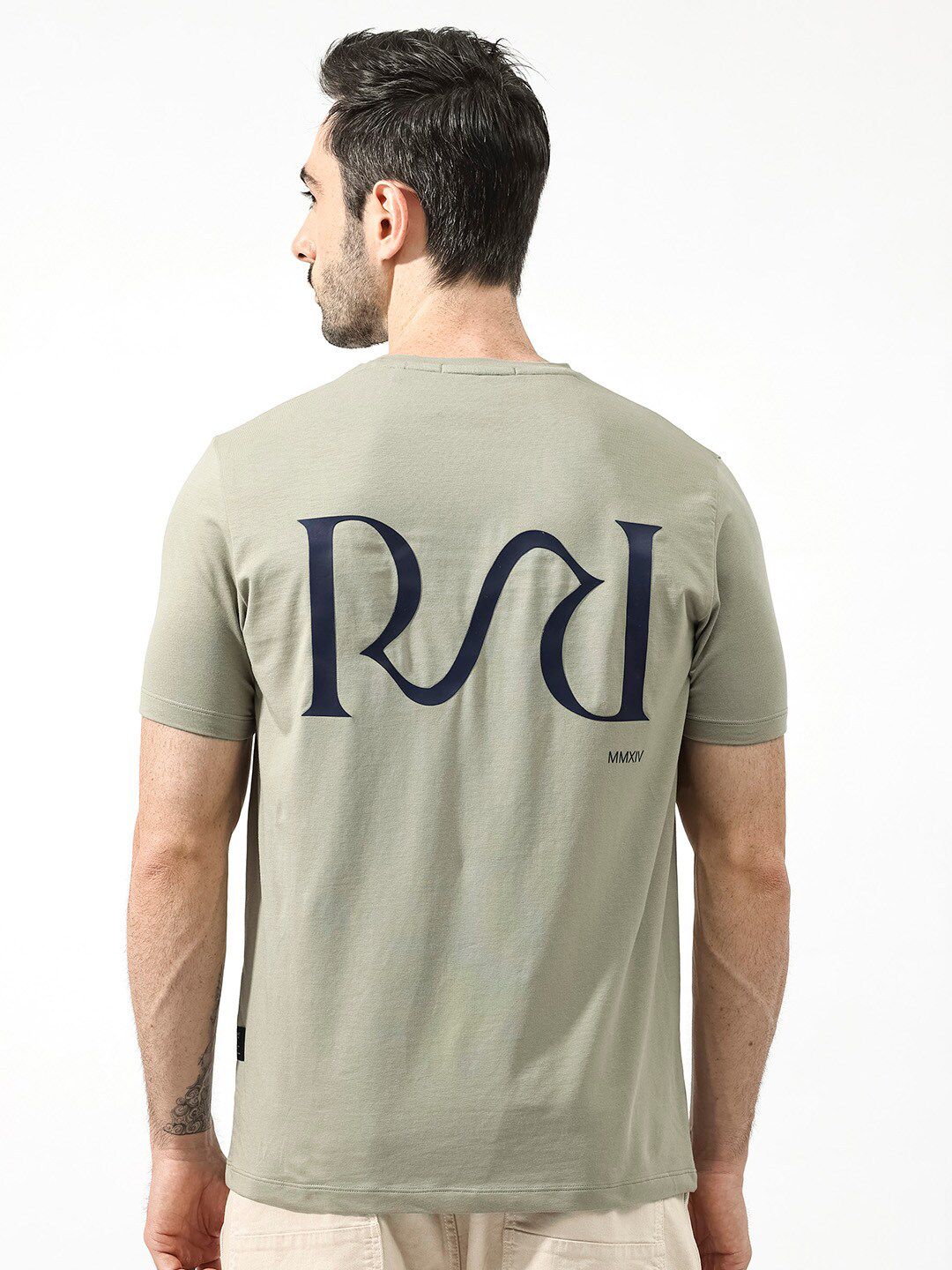 RARE RABBIT Men Stark Typographic Printed Regular Fit T-Shirt