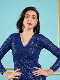 SASSAFRAS Embellished Sequinned Sheath Dress