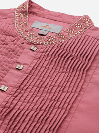 Anouk Pleated Detail Mandarin Collar Straight Kurta