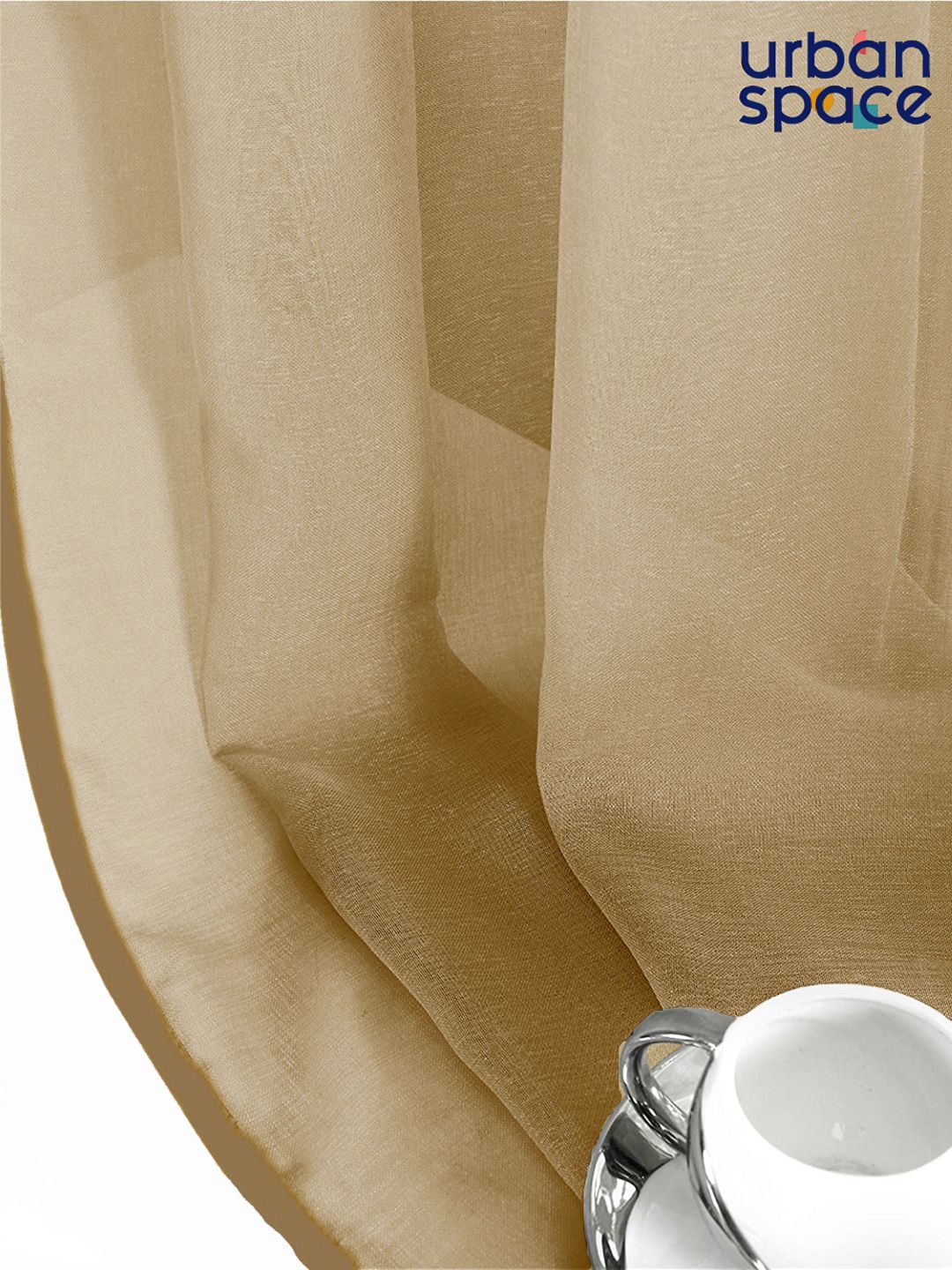 URBAN SPACE Set Of 2 Taupe Solid Sheer Door Curtains