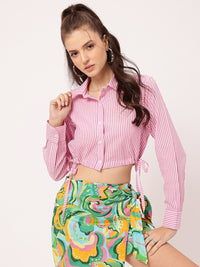 DressBerry Crop Crush Striped Tie-Up Shirt