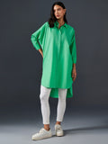 AND Spread Collar Cuff Sleeves Shirt Style Longline Cotton Top