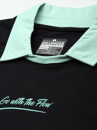 DILLINGER Typography Printed Polo Collar Oversized Pure Cotton T-shirt