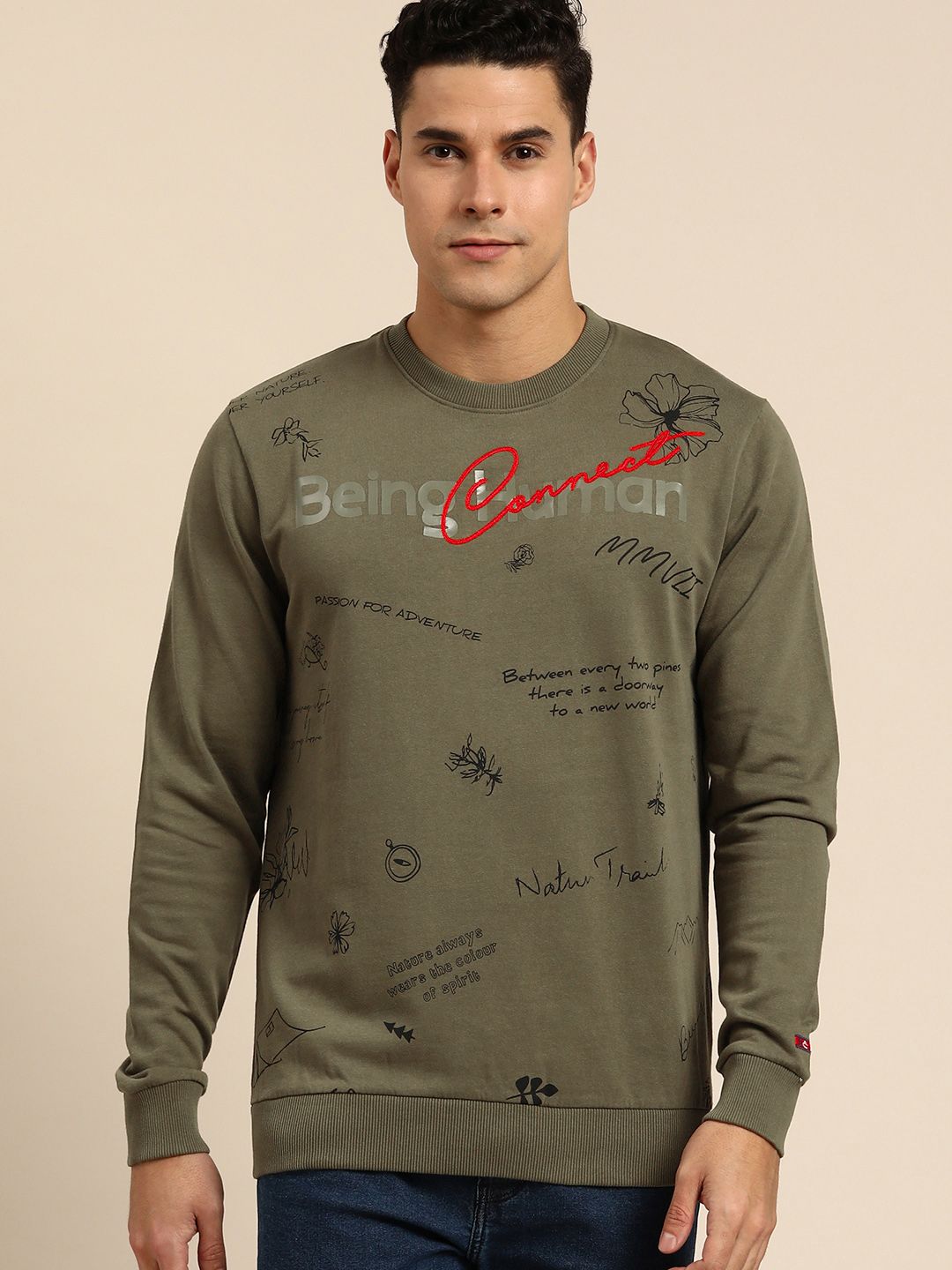 Being Human Men Graphic Printed Pure Cotton Sweatshirt