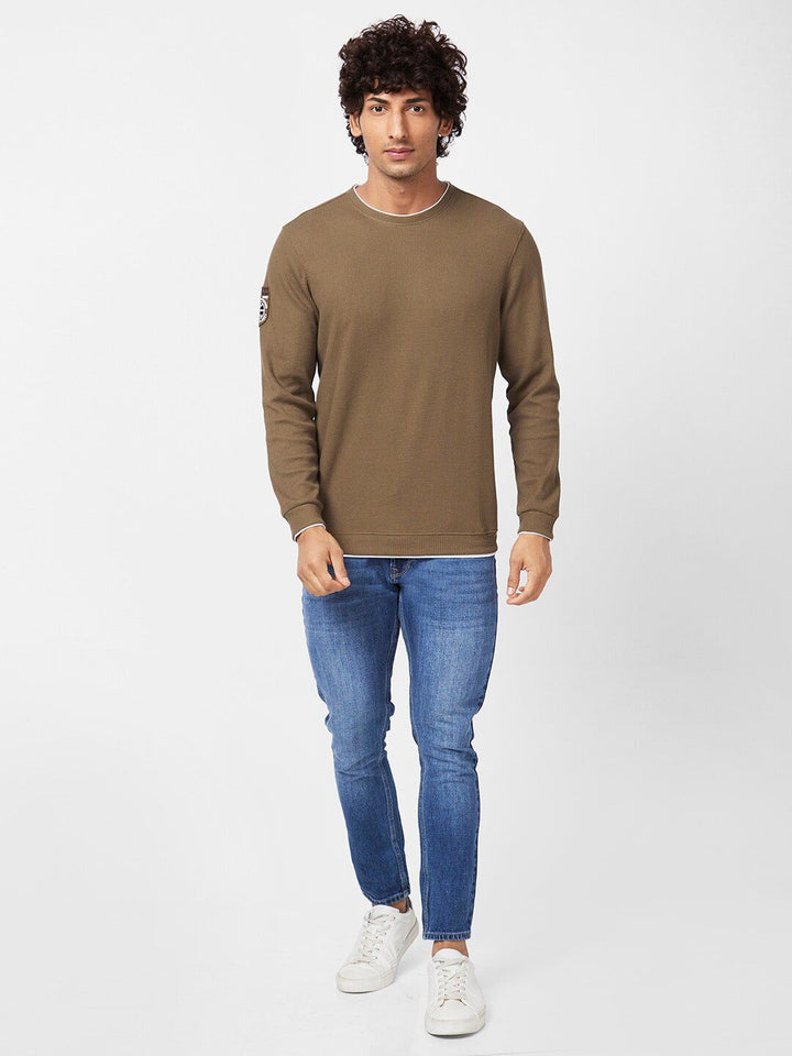 SPYKAR Slim Fit Full Sleeves Round Neck Cotton Sweatshirt