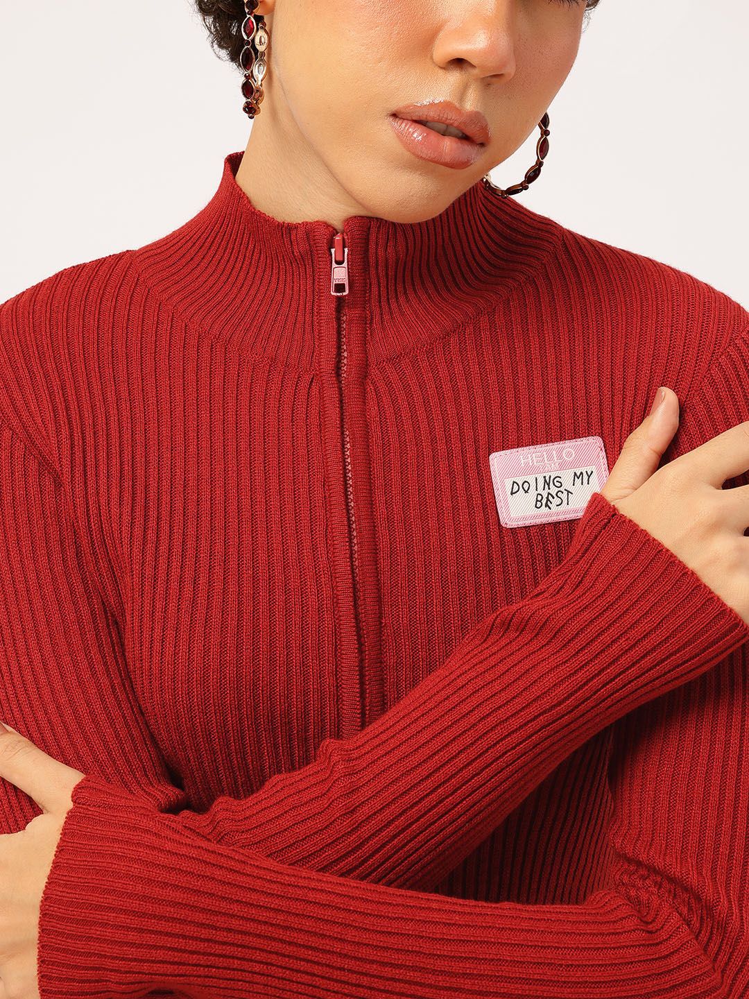 DressBerry Pure Acrylic Ribbed Cardigan