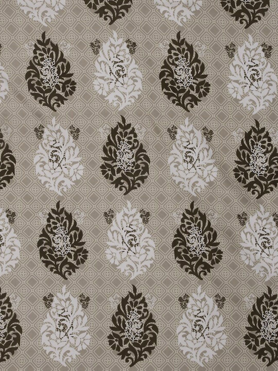KLOTTHE Beige Ethnic Motifs Cotton 300 TC Fitted King Bedsheet with 2 Pillow Covers-98 x 88 inches