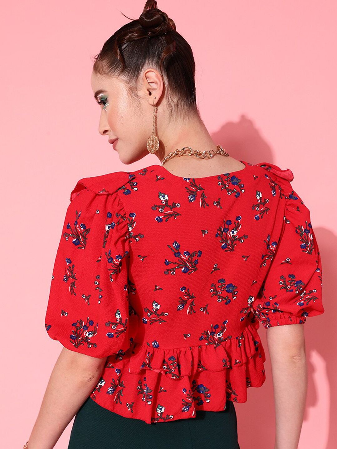 STREET 9 Deep Red Floral Top