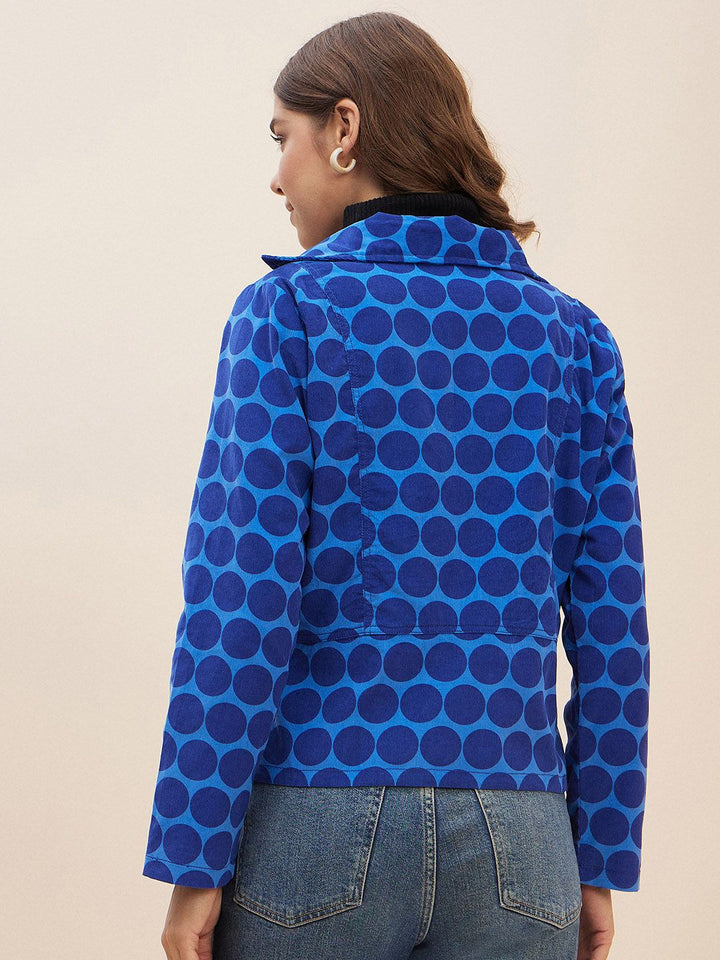 Antheaa Geometric Lapel Collar Corduroy Tailored Jacket