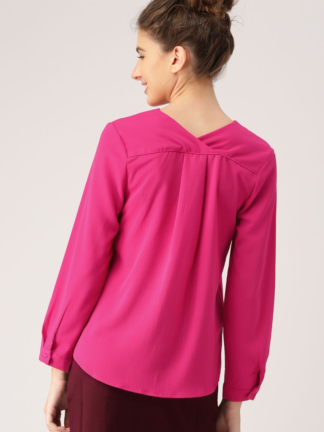 DressBerry Women Pink Regular Fit Solid Casual Shirt