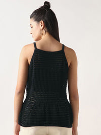 Bewakoof Black Flat Knit Short Top
