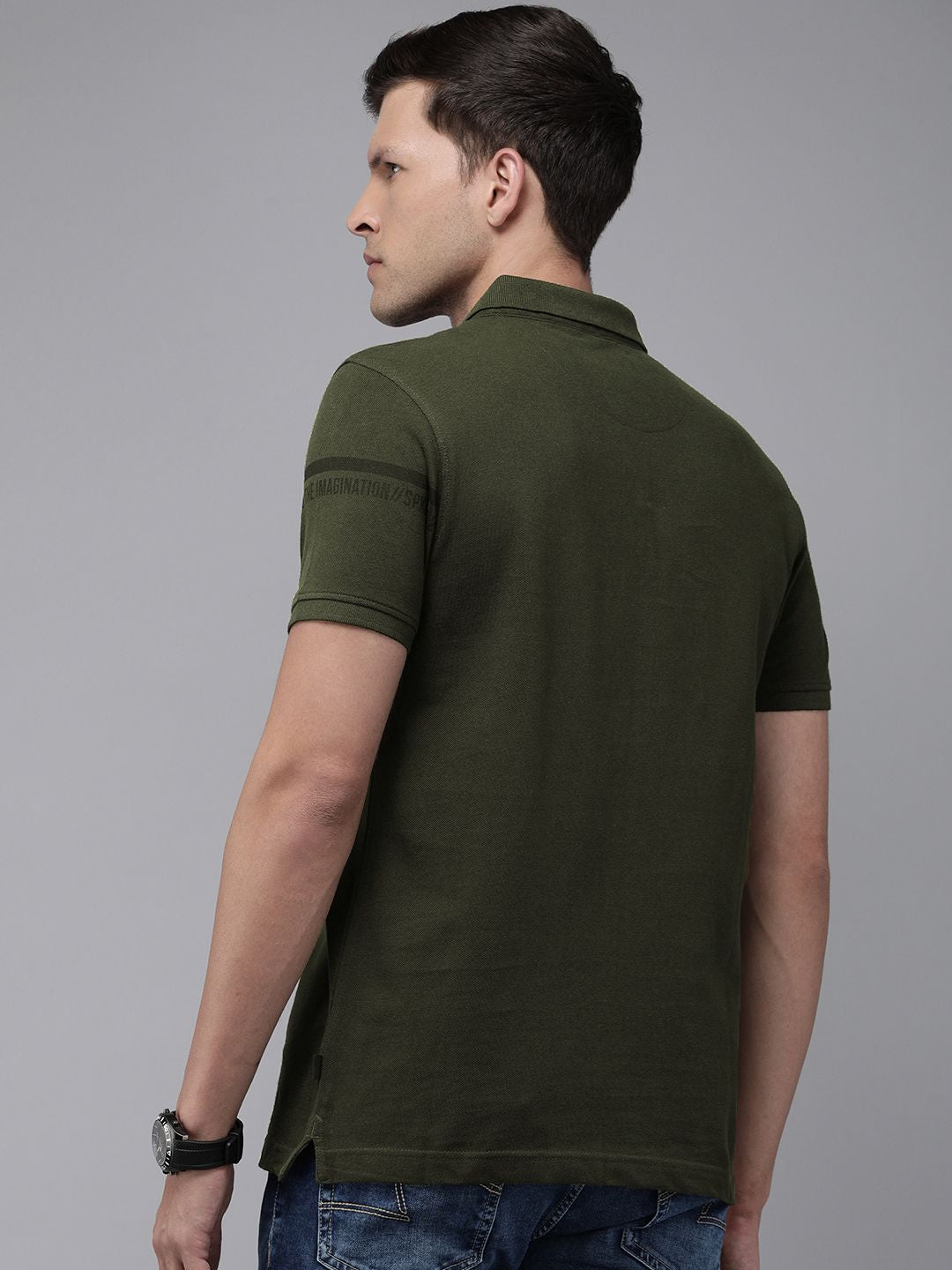 SPYKAR Typography Printed Polo Collar Pure Cotton Slim Fit T-shirt