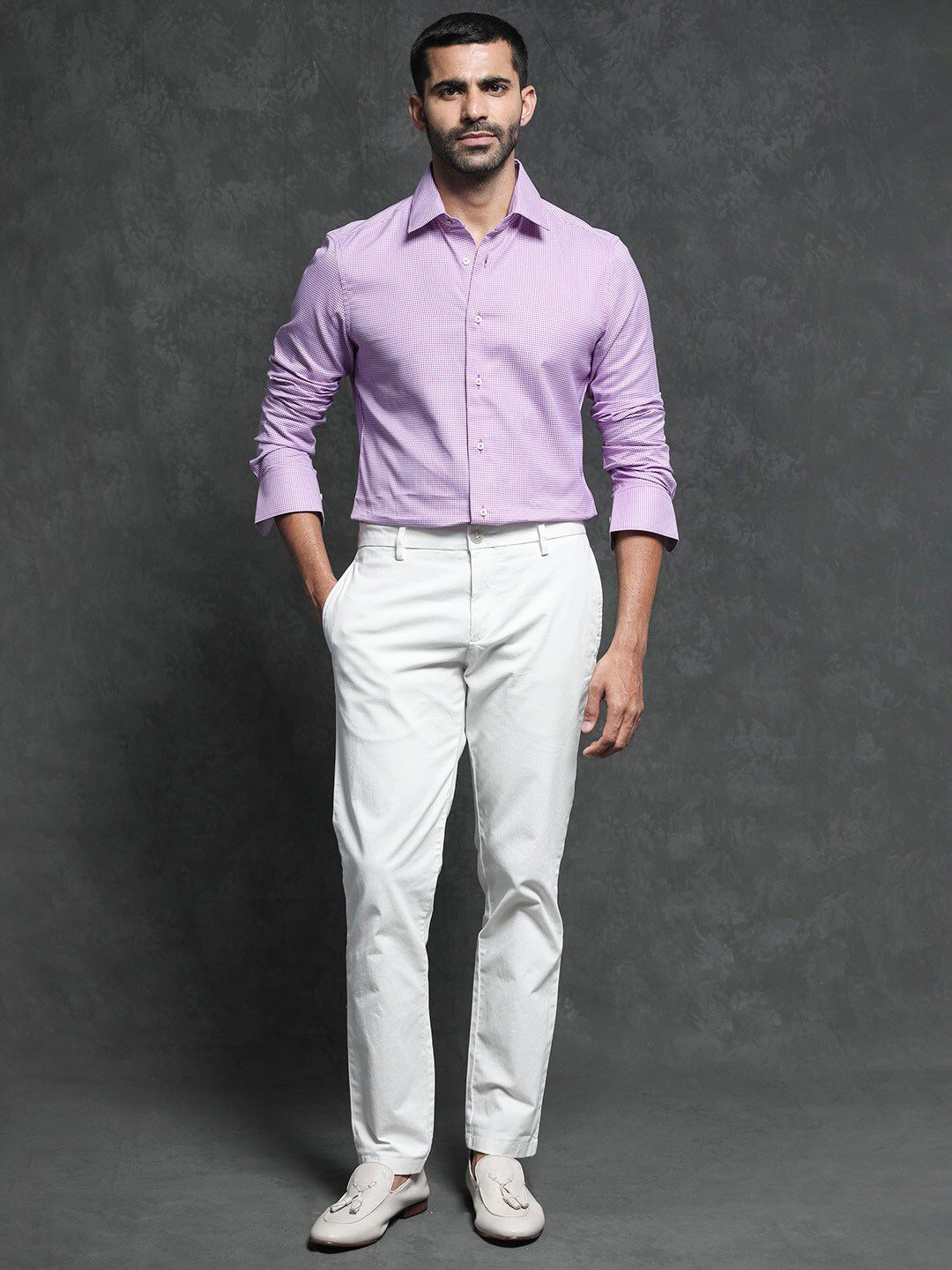 RARE RABBIT Men Genium Slim Fit Checked Cotton Shirt