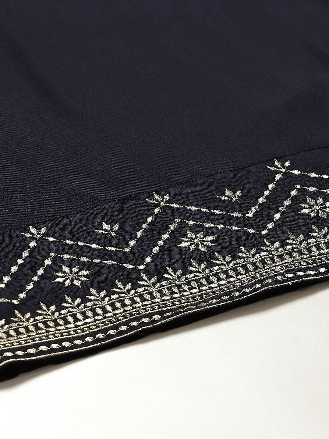 Shae by SASSAFRAS Women Navy Blue Solid Kurta with Trousers