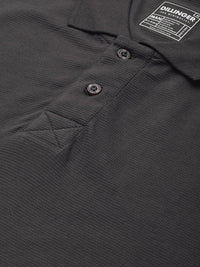 DILLINGER Men Solid Honeycomb Structure Oversized Cotton Polo T-Shirt