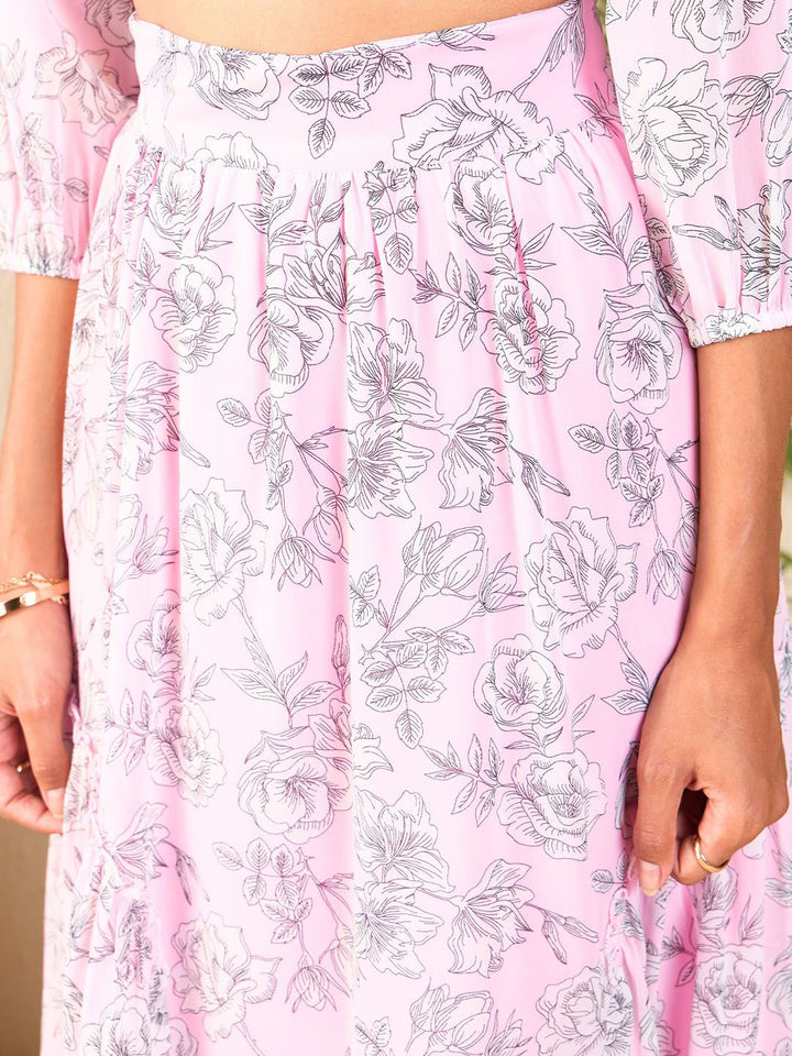 SASSAFRAS Printed Crop Top & Skirt