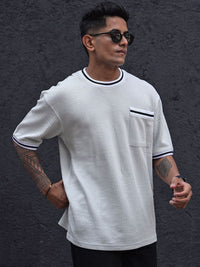Powerlook Men Pockets Round Neck Solid Oversized T-shirt