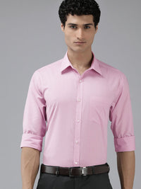 Park Avenue Slim Fit Grid Tattersall Checks & Self Design Opaque Formal Shirt With Pocket