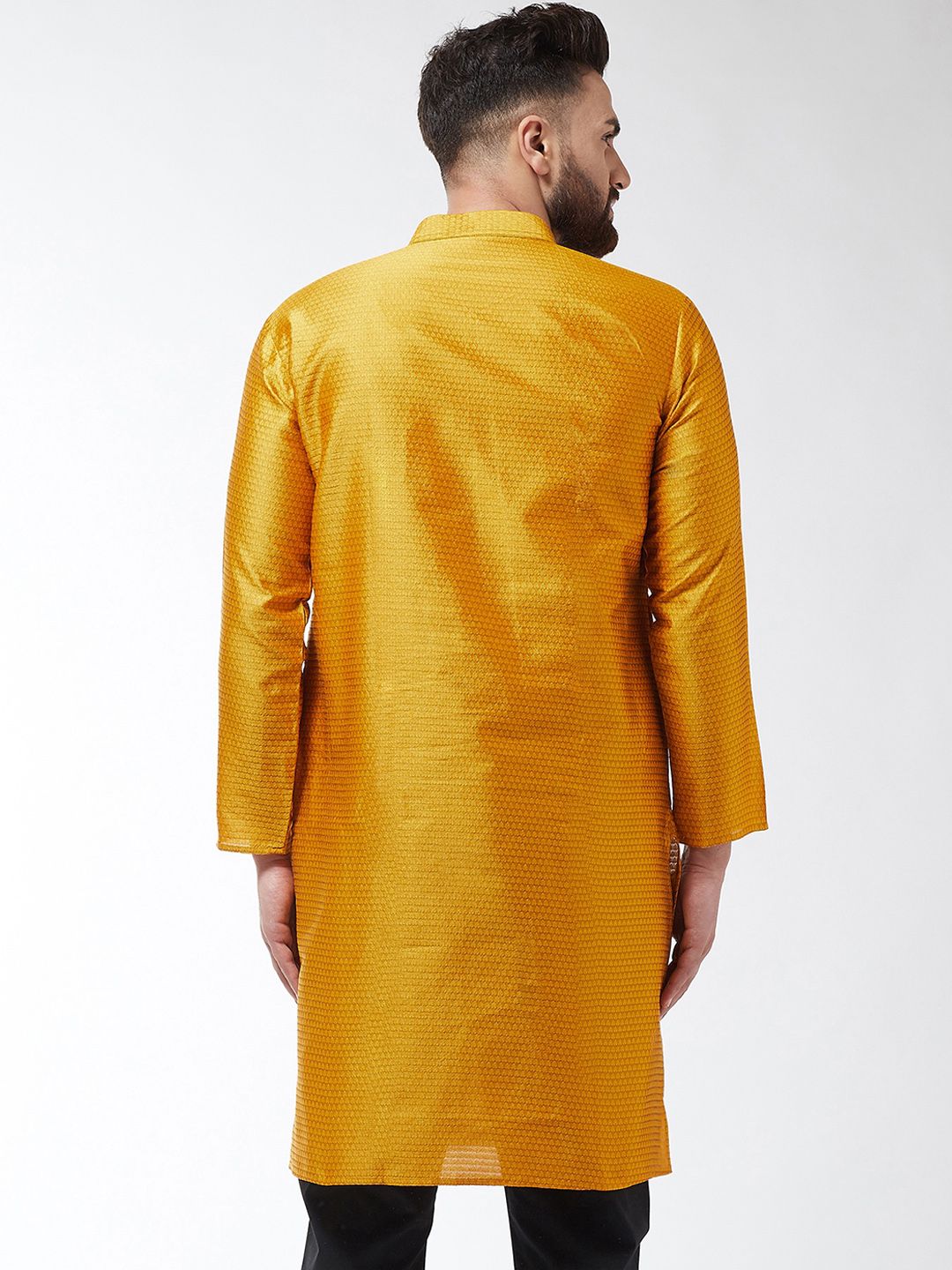 SOJANYA Kurta Lurus Tenunan Mustard Lelaki