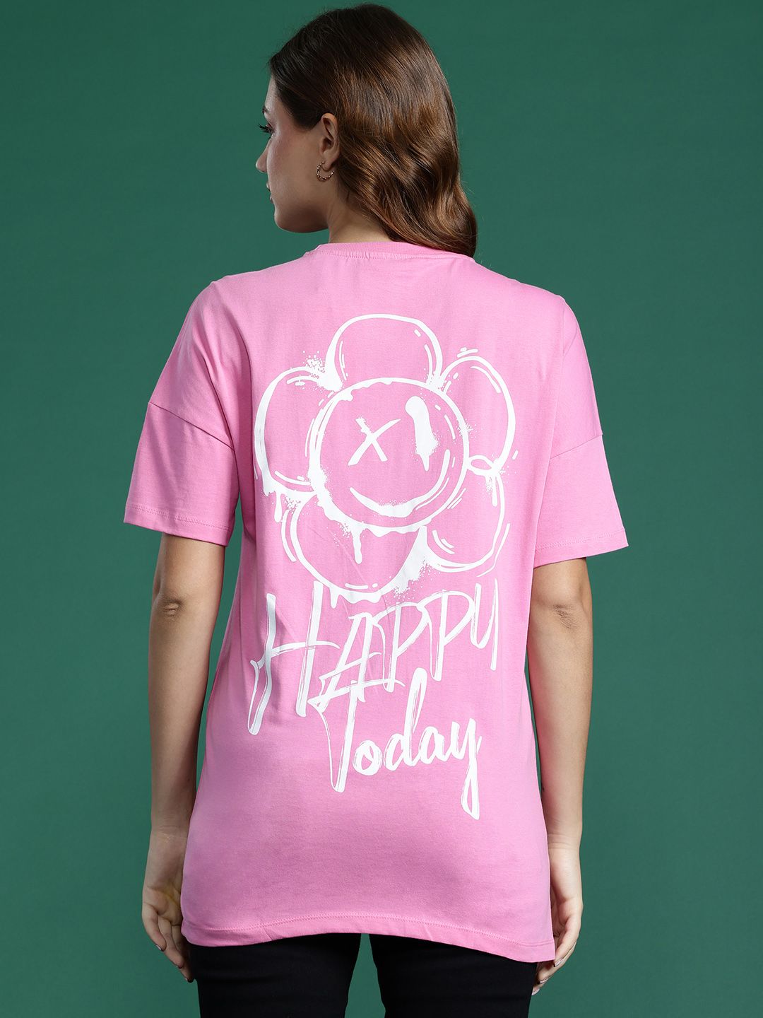 DressBerry Women Typography Printed Drop-Shoulder Sleeves Pure Cotton T-shirt