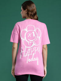 DressBerry Women Typography Printed Drop-Shoulder Sleeves Pure Cotton T-shirt