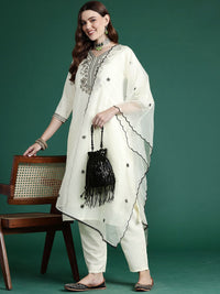 Indo Era Ethnic Motifs Embroidered Zari Kurta With Trousers & Dupatta